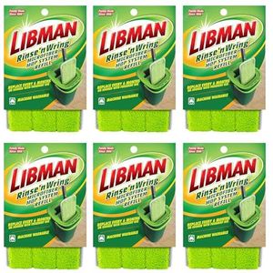 Libman Rinse 'n Wring Mop en Bucket System navullingen | Microfiber vloerdweil | Hardhouten vloerreiniger | Nat en droog dweil | 6 totaal microvezel navulpads