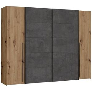 Forte Narago kledingkast, houtmateriaal, artisan eiken met betonlook donkergrijs, B x H x D: 270,3 x 210,5 x 61,2 cm