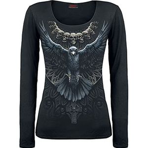 Spiral Raven Skull Shirt met lange mouwen zwart S