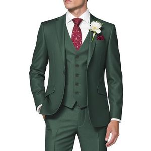 HUUTOE Groomsmen Suit Set Men's Suits Regular Fit 3 Piece Man Wedding Prom Suit Men Suits Slim Fit Traje De Boda para Hombre Dark Green, X-Large