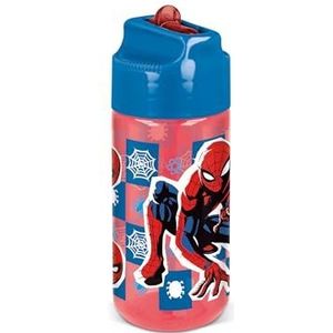p:os 35682 - Spiderman drinkfles voor kinderen met geïntegreerd rietje, drinkbus met een inhoud van ca. 430 ml, ideaal voor koude dranken