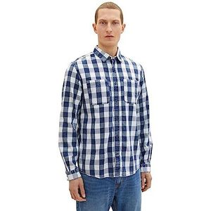 TOM TAILOR Uomini Overhem 1034888, 30180 - Indigo Blue Check, L