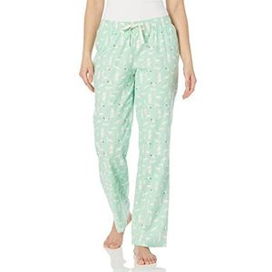 Amazon Essentials Flanellen slaapbroek voor dames (verkrijgbaar in grote maten), mintgroene bosdieren, XXS