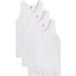 Hanes Essentials Top Pack Mouwloze shirts voor heren, middengewicht katoenen tanktops, 3-pak, Wit, M