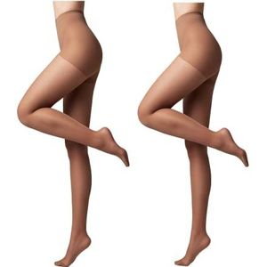 Conte elegant 2-pack modellerende panty's voor dames - stimuleert de bloedsomloop, vormgevende panty's dunne damespanty's - ACTIVE 20 bruine kleur maat 16 Mokka maat 4
