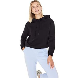 Trendyol Dames capuchon Plain Regular Sweater, Zwart, XS, Zwart, XS