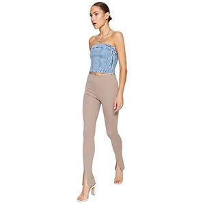 Trendyol Vrouwen normale taille rechte pijpen skinny broek, nertskleur, S