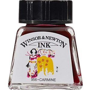 Winsor & Newton 1005127 Drawink Ink - tekeninkt voor kalligrafen, illustratoren, grafici, kunstenaars - waterbestendige kleuren, uitstekende transparantie - 14ml Fles, Carmine