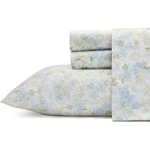 Laura Ashley - Queensize lakens, zachte satijnen katoenen beddengoedset - Slanke, gladde en ademende woondecoratie (Rena Teal, Queen)