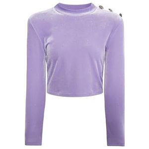 SAPELLO Fluwelen shirt met pailletten voor dames, Lavendel, M