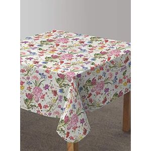 Vilber, Flower-R01 tafelkleed van stof, vierkant, vuilafstotend, waterdicht, met bloemenpatroon, meerkleurig