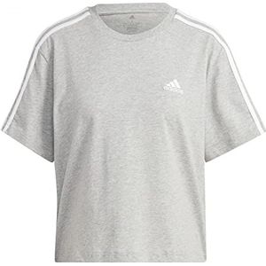 adidas Dames Essentials 3-Stripes Single Jersey T-shirt (korte mouw) (1 stuk), medium grey heather/wit, S