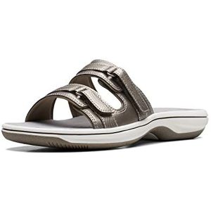 Clarks Breeze Piper Slide Sandaal voor dames, Tinnen, 40.5 EU