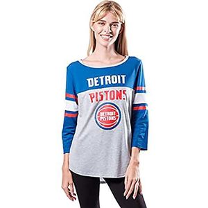 NBA Detroit Pistons Women's T-shirt Raglan Baseball 3/4 Long Sleeve Tee Shirt