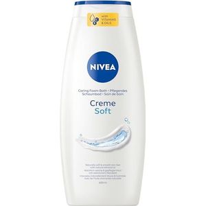 NIVEA Crème Soft verzorgend schuimbad, verzorgend badadditief met milde geur en amandelolie, huidbeschermend ontspanningsbad voor een verzorgd huidgevoel (650 ml)