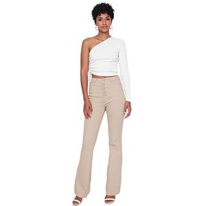 Trendyol Vrouwen Normale Taille Flare Been Flare Jeans, Ecru, 62