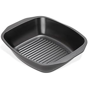 Prestige Groot roosteren tin - niet Stick bakplaat met integraal roosteren lade rek 42 x 34,5 x 9 cm, zware gauge koolstofstaal en vaatwasser veilige ovenlade