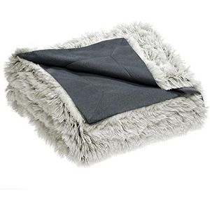 CelinaTex Gezellige deken XXL 220 x 240 cm crèmegrijs sofa lang haar, faux fur deken, Flokati-look deken fleece Öko-Tex Shetland