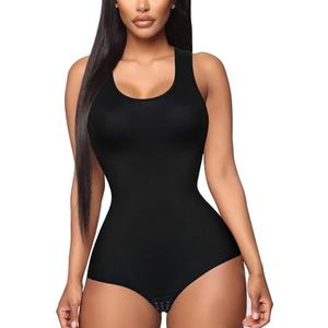 Irisnaya Shapewear Bodysuit Scoop Neck Tank Tops for Women Tummy Control Waist Trainer Vest Full Body Shaper (S, Black)