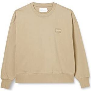 Calvin Klein Dames Badge Oversized Crew Neck Sweatshirts, Perfect Taupe, XL, Perfect Taupe, XL