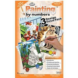 Royal & Langnickel - Schilderen op nummer katten, set van 3, inclusief kleuren en penselen, voor volwassenen en kinderen vanaf 8 jaar