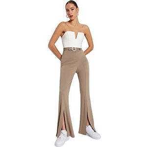 Trendyol Flare Been Flare Flare Dames Dames Broek met hoge taille, nertskleur, M