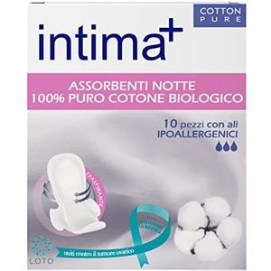 Intima + maandverband van 100% puur biologisch katoen met hypoallergene vleugels, 10 stuks