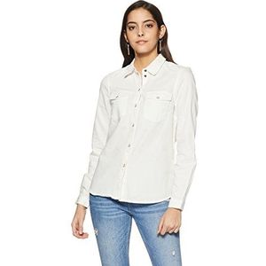 Noisy may Dames Nmcathy Denim Shirt White Blouse, wit (bright white), XL