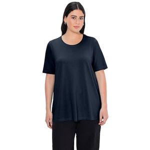 Ulla Popken Dames, A-lijn, ronde hals, halflange mouwen, outerspace (vervangende kleur), 46/48