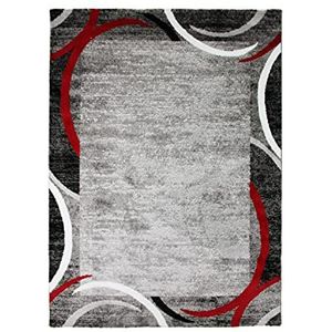 Ingelijst tapijt, abstracte motieven, 200 x 290 cm, rood
