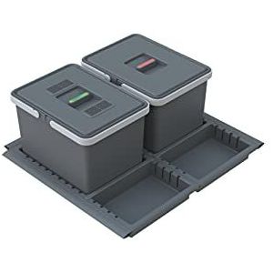 Metropolis - Afvalbak - Diepgrijs - 12+12L - Voor Uittrekbare Kastbreedte 60 cm
