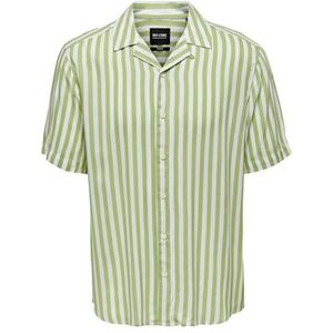 ONLY & SONS Male overhemd met korte mouwen, gestreept, Swamp, M
