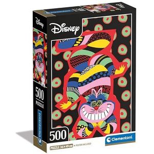 Clementoni Puzzel Disney The Cheshire Cat 500 Stukjes - Puzzel Voor Volwassenen 14-99 Jaar, Disney, Gemaakt In Italië 35533