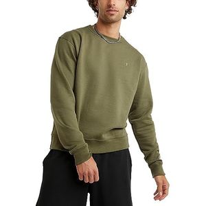 Champion Powerblend Fleece Crew Script Pullover Trui voor heren, semi-ondoorzichtig, Cargo Olive - Champion C, L