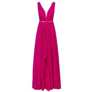 Apart avondjurk van hoogwaardig polyester materiaal met ruguitsnijding, roze, 36