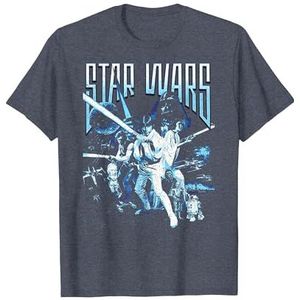 STAR WARS Vintage Space Graphic T-shirt voor heren, marine Hei, 4XL