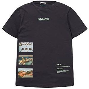 TOM TAILOR T-shirt voor jongens met fotoprint en opschrift, 29476 - Coal Grey, 128 cm