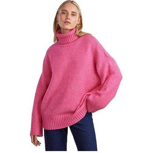 Pieces Dames Pcnancy Ls Loose Roll Neck Knit Noos Bc Sweater, Schokkend Roze, XL