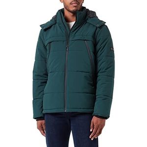 Mexx Heren Padded Hooded Jacket, Dark Green, M