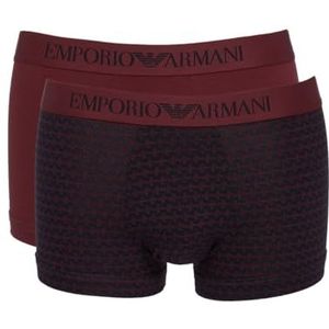 Emporio Armani Trunks voor heren, verpakking van 2 stuks, Bloemenprint/Bourgondië, S