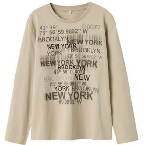 Name It - Nkmnorth Ls Nreg Top Box - T-shirt - Island Fossil - Kinderen