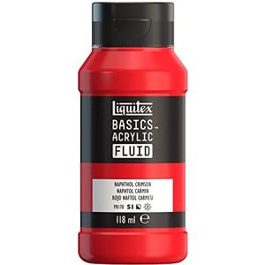 Liquitex 8870387 Basics Fluid acrylverf met vloeiende consistentie, sneldrogend, lichtecht, waterbestendig, op waterbasis, fles van 118 ml, naftholrood karmijn