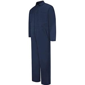 Red Kap Men's Snap Front Cotton Coverall, Oversized Fit, Sleeve, Navy, 54 Long