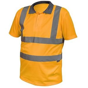 Högert Technik Felix zeer zichtbaar poloshirt, oranje, 3XL – ademend, reflecterende strepen, EN ISO 20471 klasse 2, werk- en beschermende kleding, reflecterend, oranje, 3XL