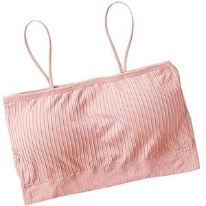 Roze BH naadloze draad word wrap borst tube top met borststuk vest BH sport BH meisjes zonder stalen ring