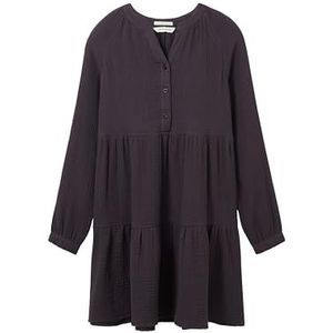 TOM TAILOR Meisjes mousseline volant jurk, 29476-koal grijs, 128, 29476-coal grey, 128 cm
