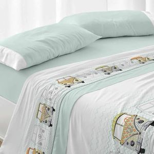 Burrito Blanco Beddengoedset, bed van 150 tot 160 cm (+ beschikbare maten), design 107, mintgroen (150-160 x 190/200 cm)