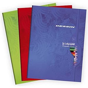 Calligraphe 7555C - Pack van 5 tekennotitieboeken (Clairefontaine Range 7000) 96 pagina's 24 x 32 cm 120 g effen wit offset kaart cover diverse kleuren