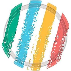 Amscan 9906873 Feestborden zomerkleuren, set met 8 stuks, diameter 22,8 cm, van FSC-papier, wegwerpservies, praktisch voor zomer-, thema- of verjaardagsfeest, beheerschap, tafeldecoratie