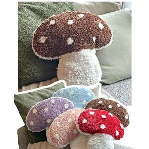 Dreamstall Paddestoel sierkussen decoratief kussen schattig decor 16x16 (bruin)